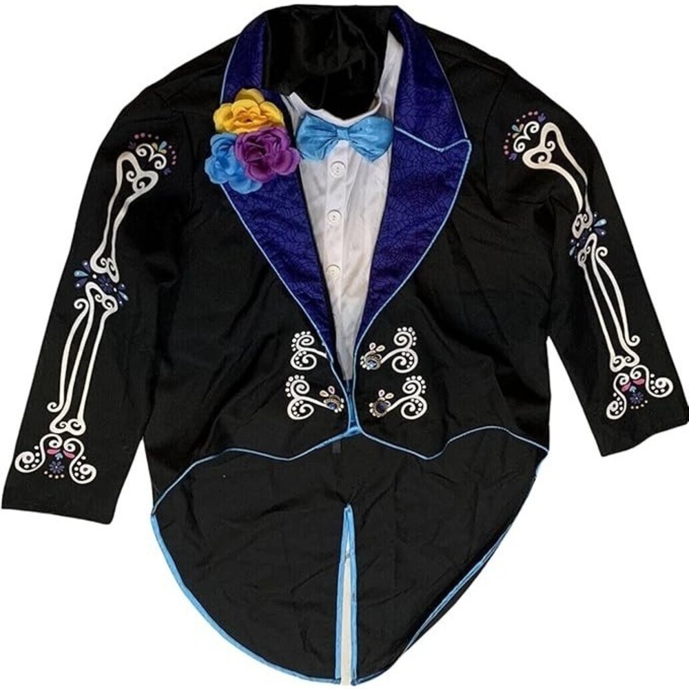 Day of‎ the Dead Día de los Muertos Mariachi Tuxedo Jacket Mock Shirt bowtie S/M